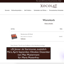Laden Sie das Bild in den Galerie-Viewer, Xocolat Premium-Konfekt Abonnement mit 6 Genussboxen