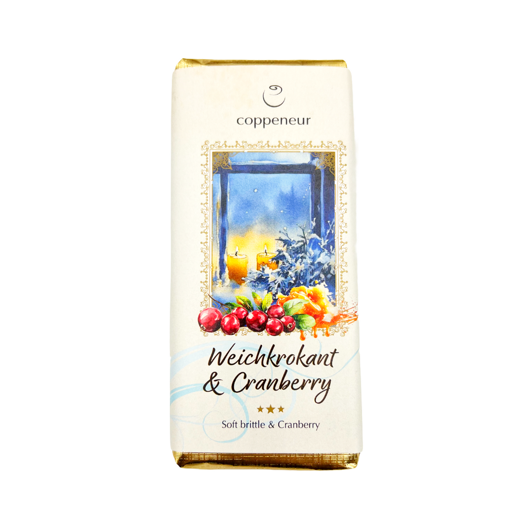 Weihnachtliche Schokolade mit Weichkrokant und Cranberry