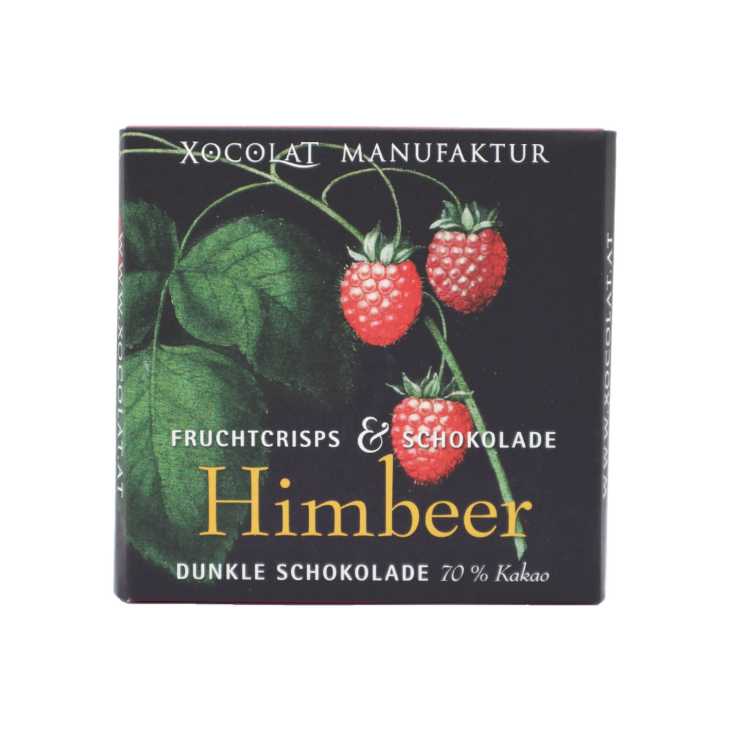 Crispy Frucht dunkle Schokolade mit Himbeeren
