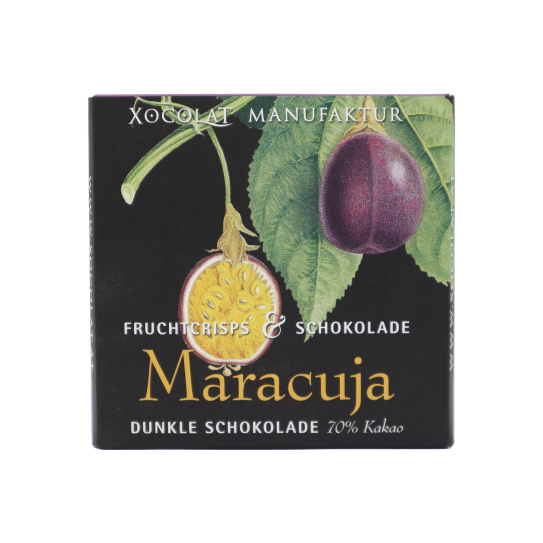 Crispy Frucht dunkle Schokolade mit Maracuja