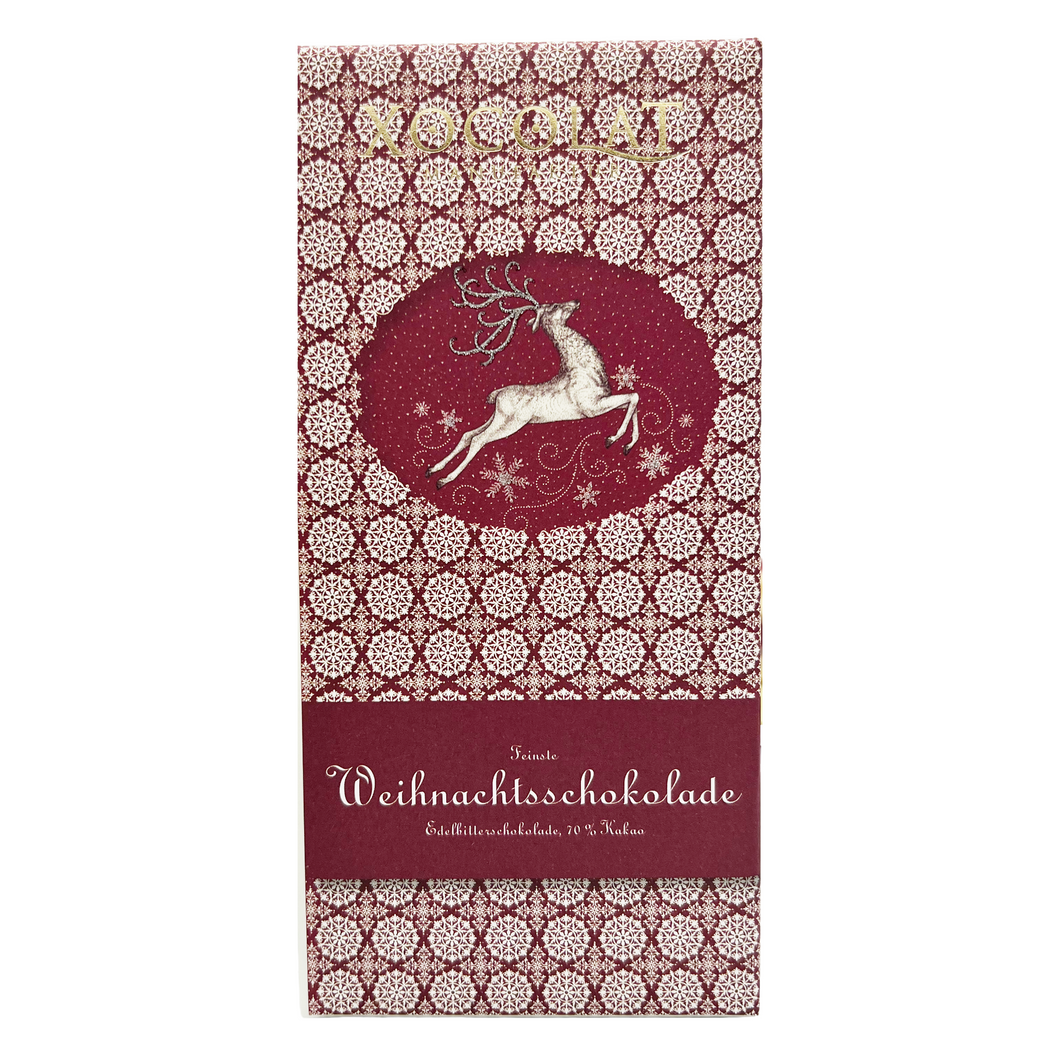 Xocolat Weihnachtstafel aus dunkler Schokolade 71%