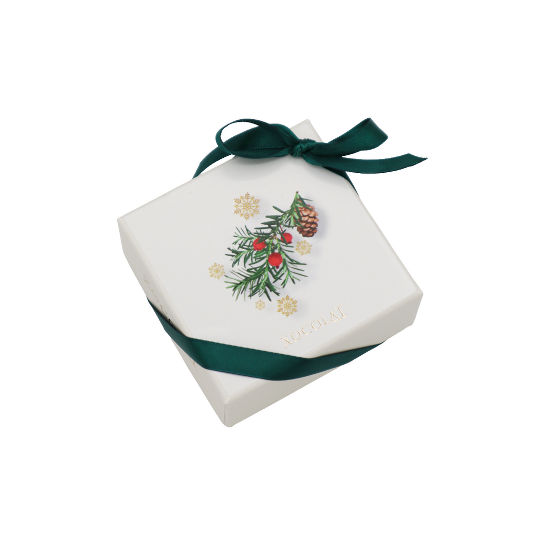 Xocolat Weihnachtsbonbonniere mit weihnachtlichem Motiv und 4 Stück Konfekt