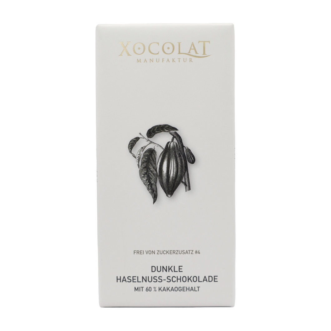 Xocolat dunkle Haselnuss-Schokolade ohne Zuckerzusatz 60%