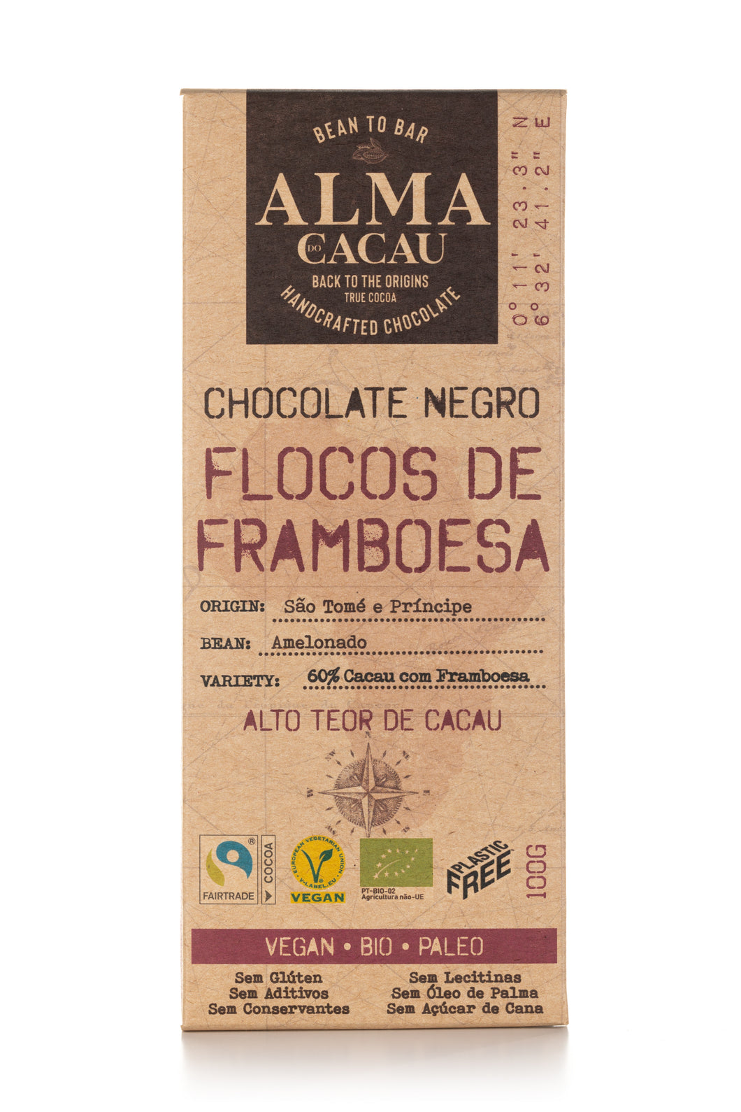 Alma do Cacau Edelbitterschokolade mit Himbeeren 60%