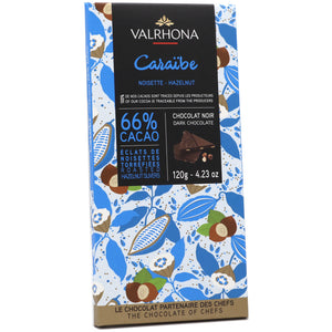 Valrhona Noir Caraibe dunkle Schokolade mit Haselnüssen 66%